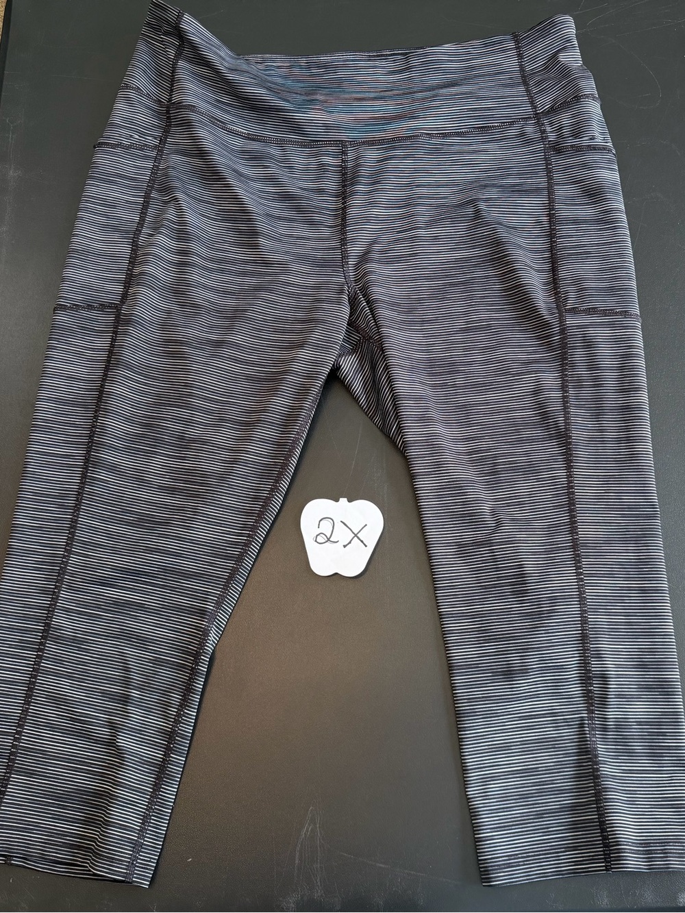 Striped Black & Gray Capri Leggings for Women - High-Waist Comfort